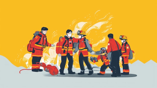 vigili del fuoco che salvano persone vettore