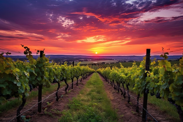 Vigneti in Toscana Italia Vigneti al tramonto AI Generato