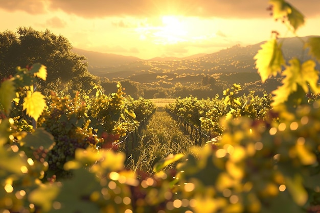 Vigneti pittoreschi al sole dorato