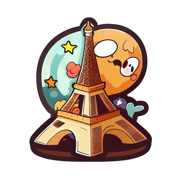 Vignetta del fumetto della Torre Eiffel a Parigi Francia