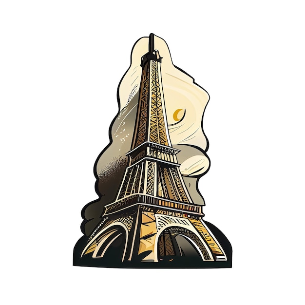 Vignetta del fumetto della Torre Eiffel a Parigi Francia