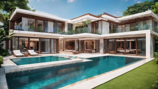 Villa di lusso con piscina spettacolare design contemporaneo arte digitale immobili casa casa e proprietà ge
