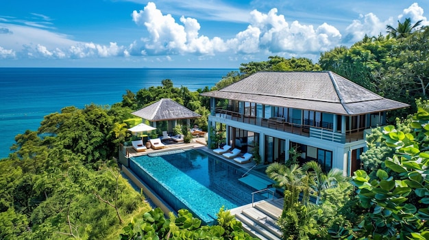 Villa di lusso sulla costa con vista panoramica sull'oceano