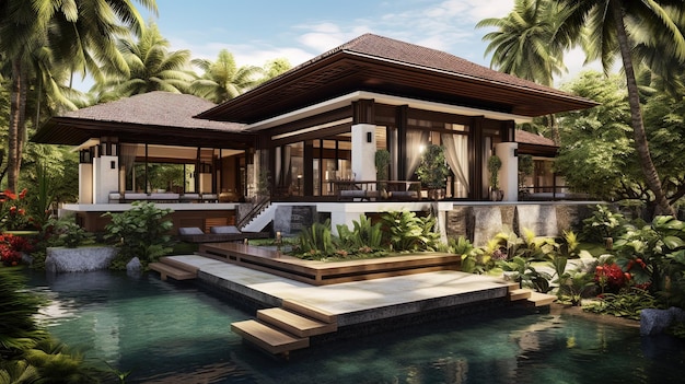 Villa interna minimalista a Bali generata da AI