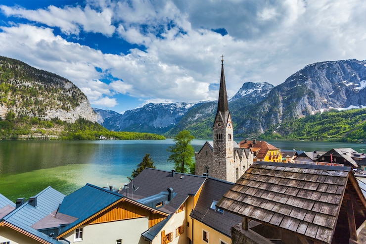 Foto villaggio di hallstatt, austria
