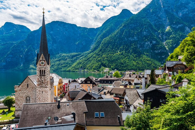 Foto villaggio di hallstatt