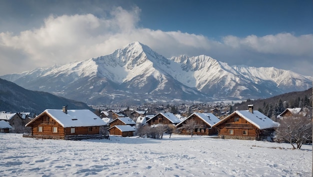 villaggio di montagna in inverno