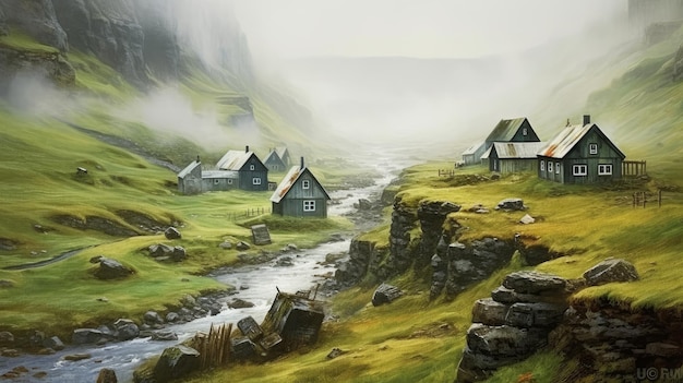 villaggio in islanda tra montagne e fiordi