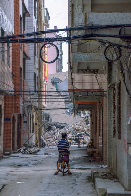 Villaggio Nanwan nel distretto di Guangzhou Huangpu Cina demolizione Edifici in demolizione