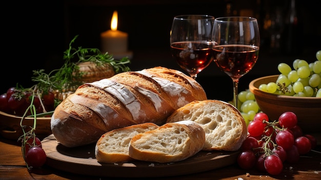 Vino con baguette francesi