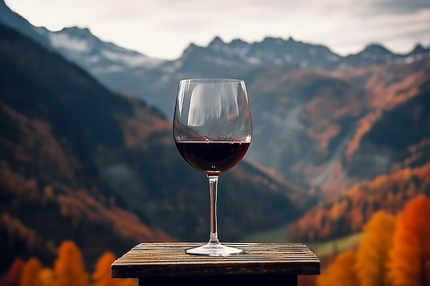 Vino in montagna sullo sfondo della natura AI Generative