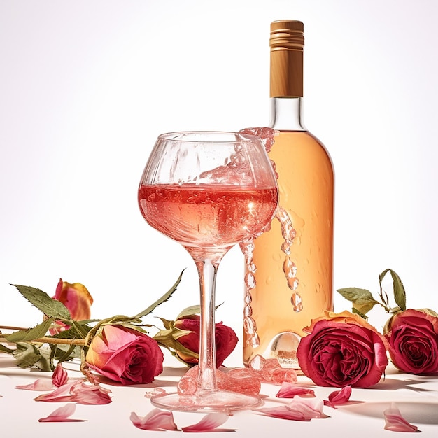 Vino Rosato Su Sfondo Bianco