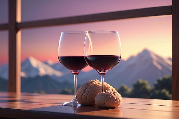 Vino rosso lafite bicchiere di vino bicchiere elegante bevanda romantica carta da parati illustrazione di sfondo