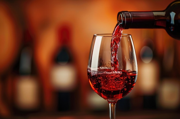 vino versato da una bottiglia in un modello di vetro foto minimalismo banner sfondo semplice