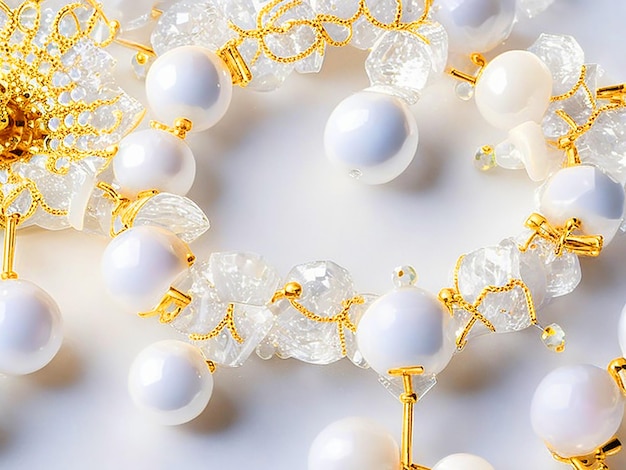 Vintage 2 Strand Necklace Winter Snow White Opaque Beads Gold Tone Spacers Milk Glass Beads