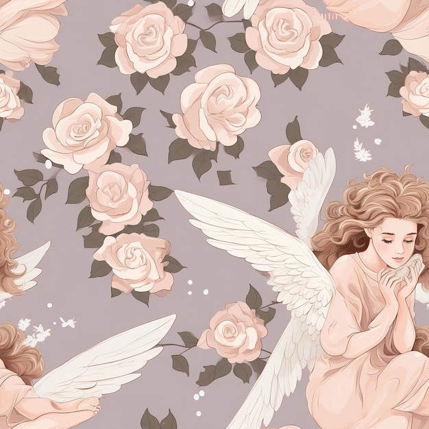 Vintage affresco Angel pattern