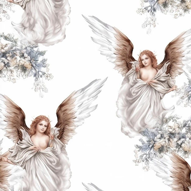 Vintage affresco Angel pattern