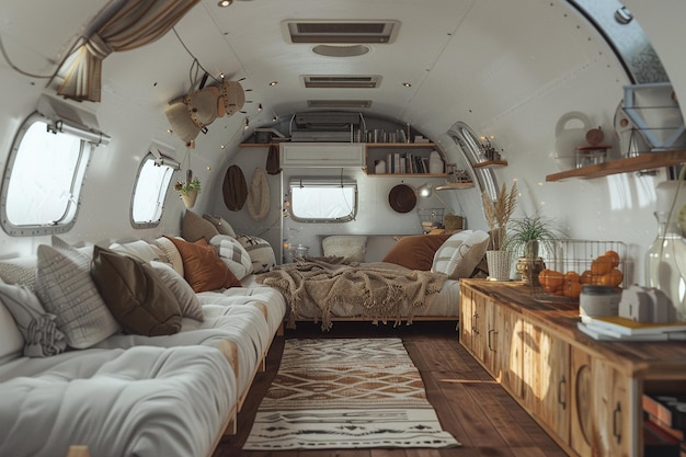 Vintage airstream trailer trasformato in un accogliente