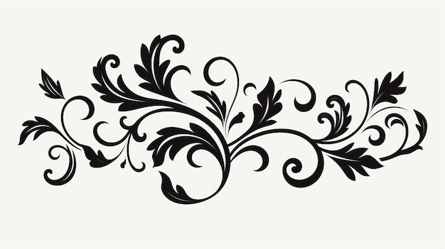 Vintage Black Floral Vine Design con turbinii Clipart Svg di alta qualità