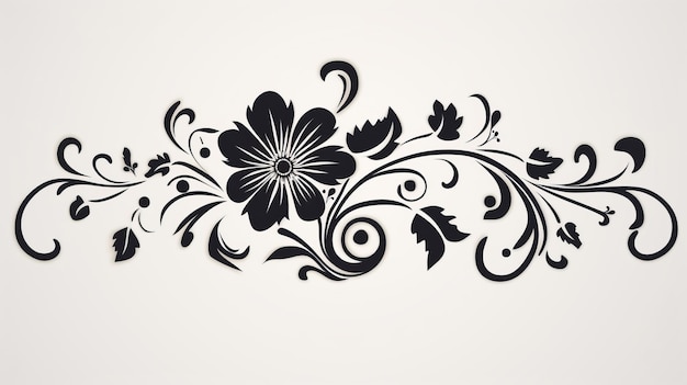 Vintage Black Flower Silhouette Sticker Art con bordi decorativi