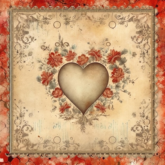 Vintage Cute Heart vecchia carta spazzatura giornale carta digitale