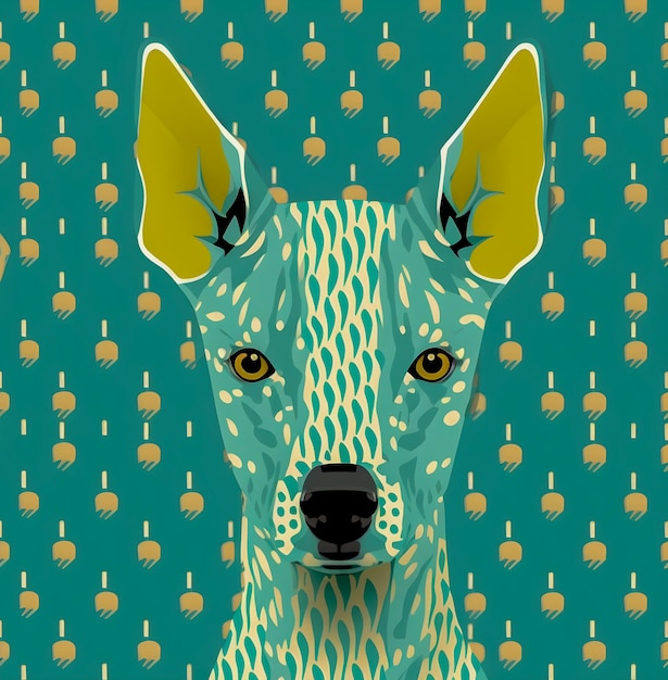 Vintage Dog pattern illustrazione disegnata colori pastello