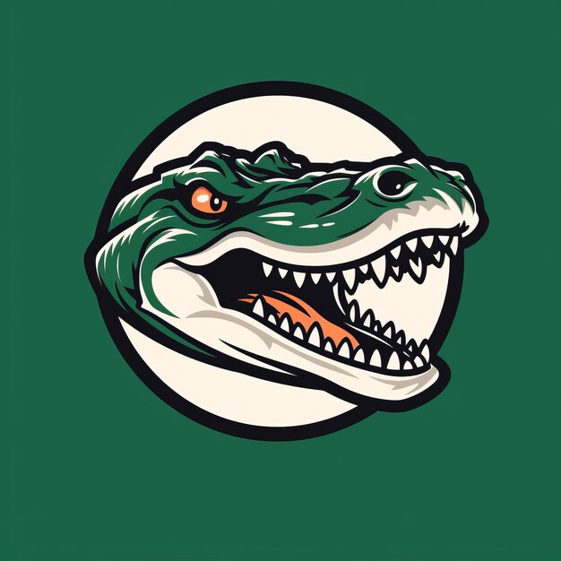 Vintage Graphic Design Alligatornosed Mascot Head su sfondo verde