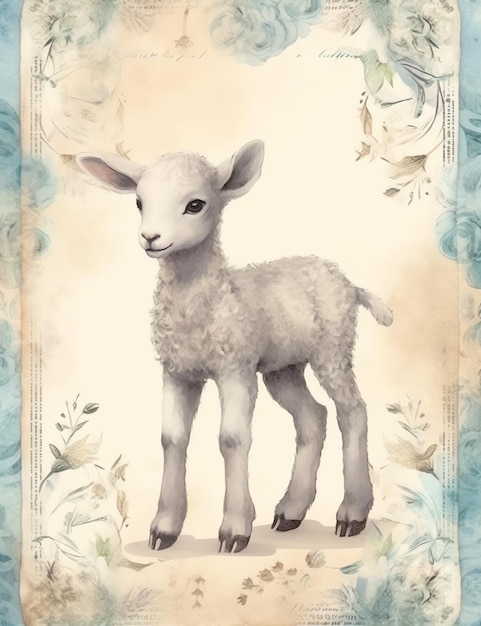 Vintage Lamb vecchia carta spazzatura giornale carta digitale