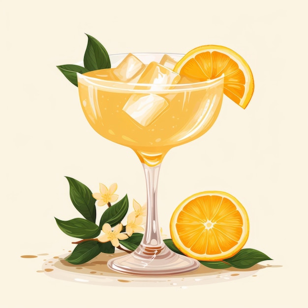 Vintage Lemon Peel Cocktail Iconic Image vettoriale degli anni '50 su sfondo bianco