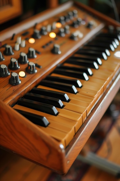 Vintage organo elettrico in legno da vicino