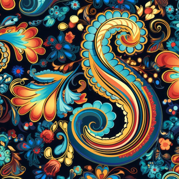 Vintage Swirl Paisley Color Vector Pattern senza cuciture