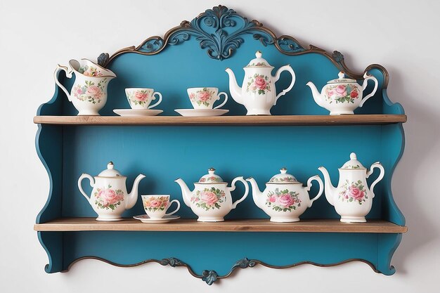 Vintage Tea Set Display Shelf