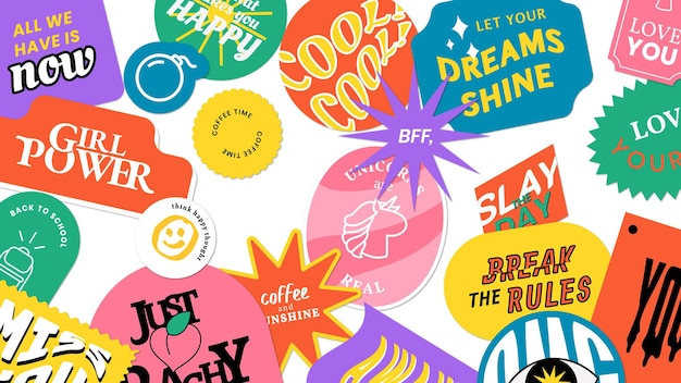 Vintage word sticker pattern png badge sfondo