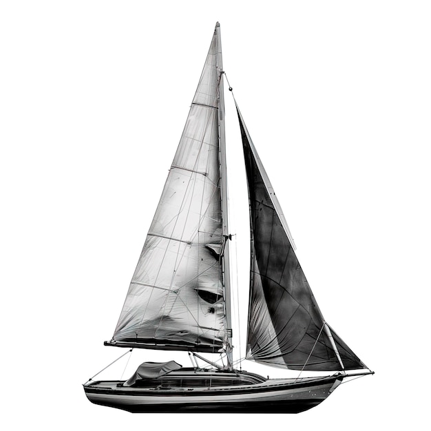 Vintage yacht barca foto isolata in bianco e nero