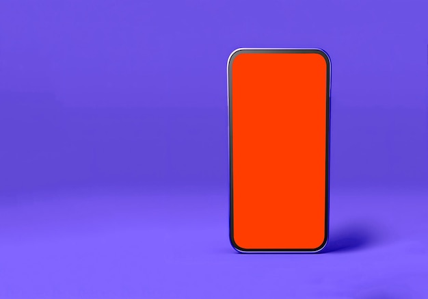 Viola nuova tecnologia smartphone mockup design su sfondo viola