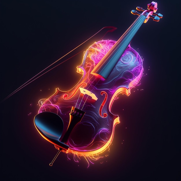 violino al neon che risplende di scie luminose creando una sinfonia visiva