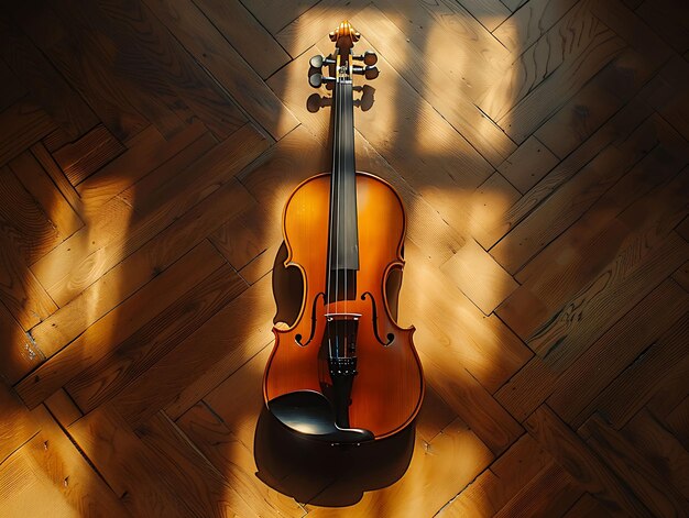 Violino come silhouette ombra cast di corde e arco in legno F foto creativa di sfondo elegante