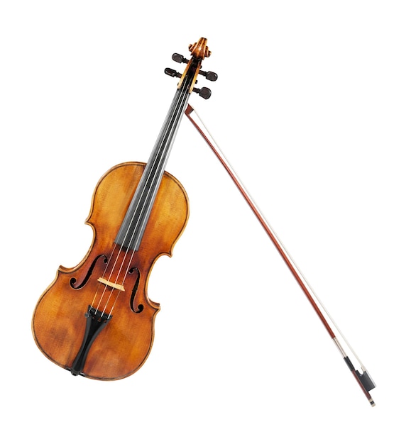 Violino isolato su sfondo bianco