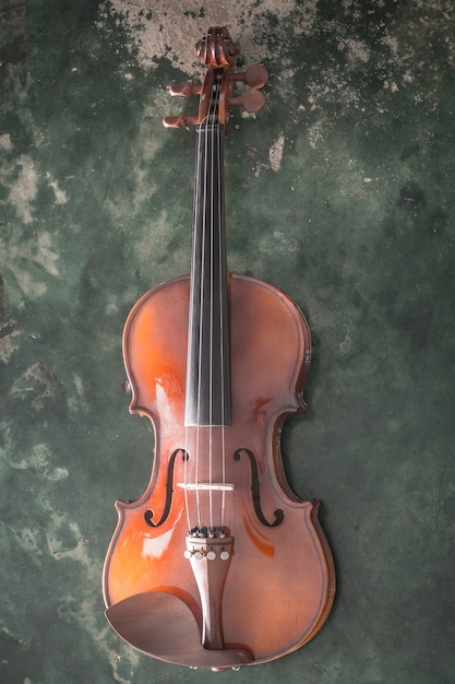 Violino su sfondo di cemento verde