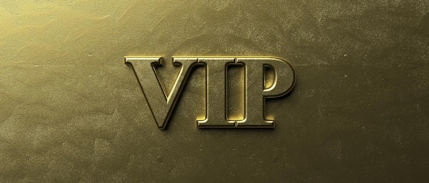 Vip persona molto importante ha gonfiato il testo color oro su sfondo dorato di lusso illustrazione 3d