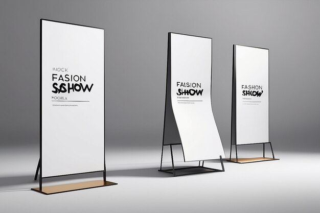 Virtual Fashion Show Designer Collections Signage Mockup con spazio bianco vuoto per posizionare il tuo design