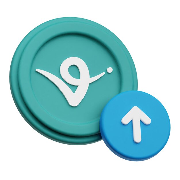 virtual protocol crypto token 3d icon isolated on the white background