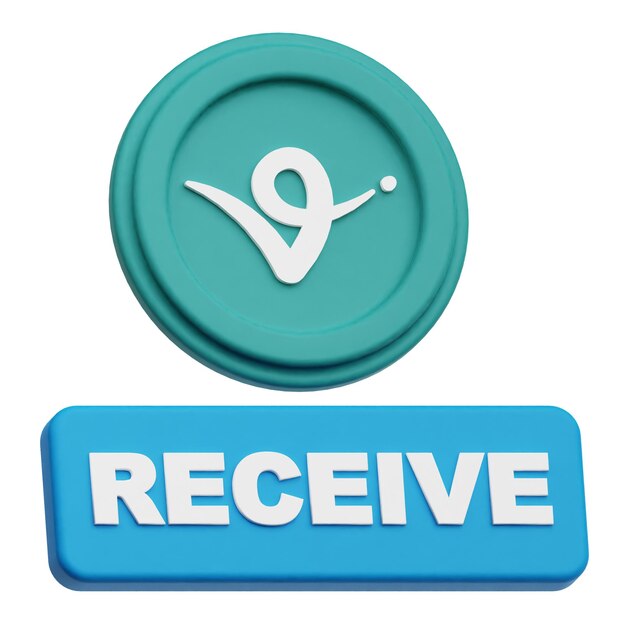virtual protocol crypto token 3d icon isolated on the white background