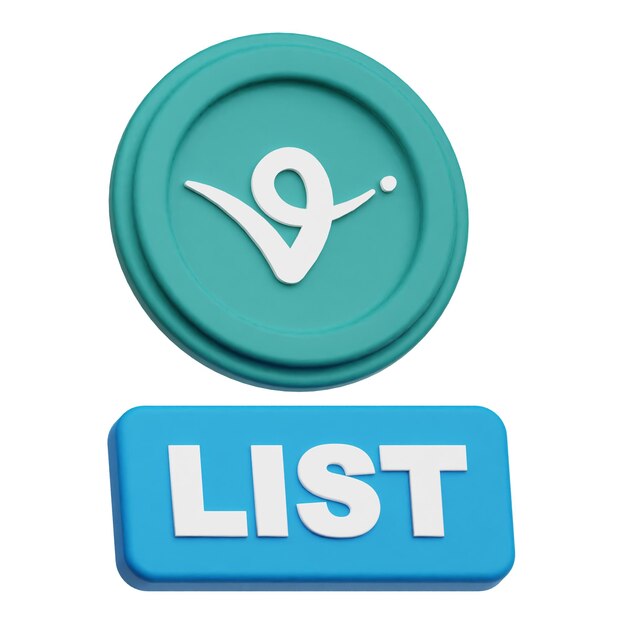 virtual protocol crypto token 3d icon isolated on the white background