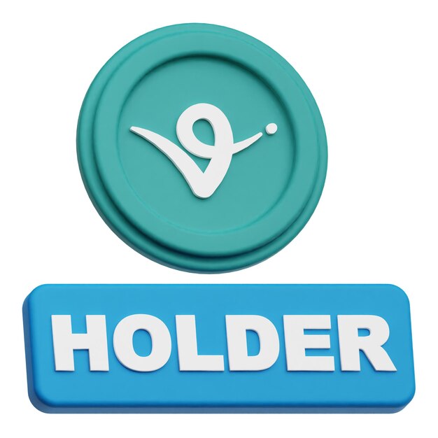 virtual protocol crypto token 3d icon isolated on the white background