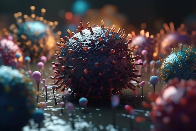 Virus agente infettivo non cellulare batteri responsabile dell'influenza pericoloso ceppo influenzale pandemia Microscopio malattia da virus corona Virus nell'organismo infetto malattia virale epidemia