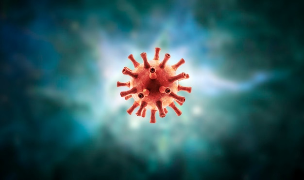 Virus all'interno dell'organismo su sfondo scuro vista macro del nuovo rendering 3d del virus corona SARSCoV2 Concetto di ricerca sul coronavirus