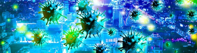 Virus corona pericoloso, concetto di rischio pandemico SARS. illustrazione 3D
