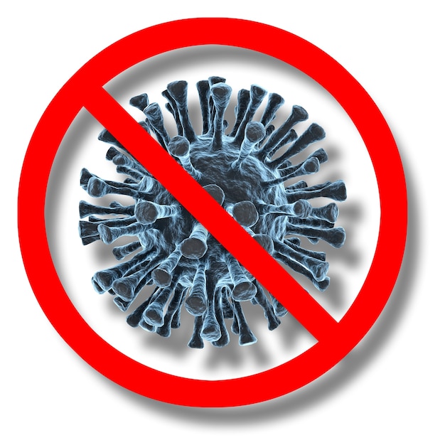 Virus coronavirus covid con segnale di stop