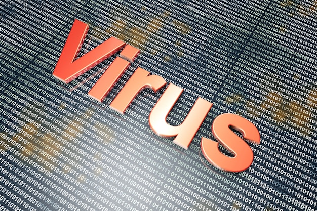 Virus informatico in codice digitale.